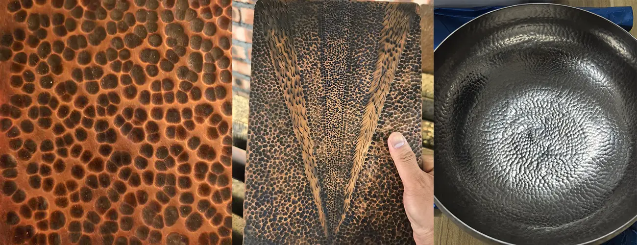 different type of hand hammered pattern sheet