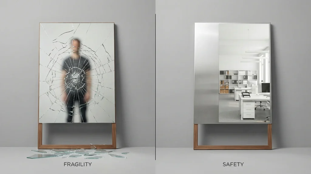 glass-vs-Mirror Stainless steel