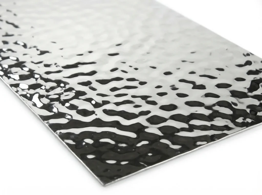 close-up of water ripple stainless steel sheet surface texture