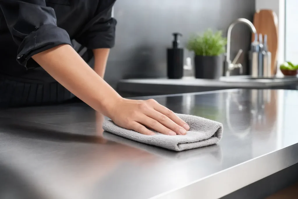cleaning countertop Stainless Steel vs Quartz Countertops: Which Is Better?