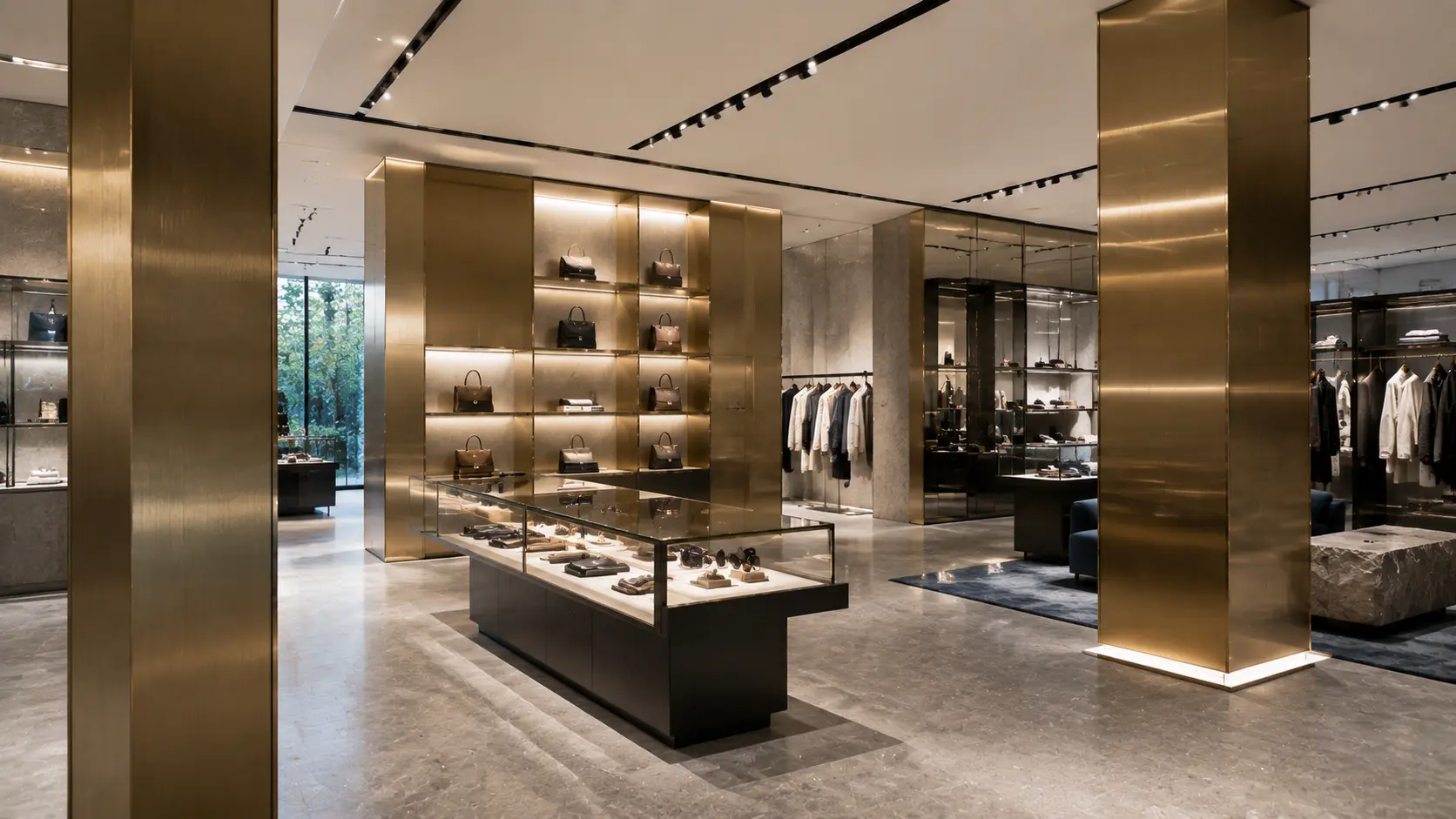 Gold Brushed Stainless Steel Commercial Space Application