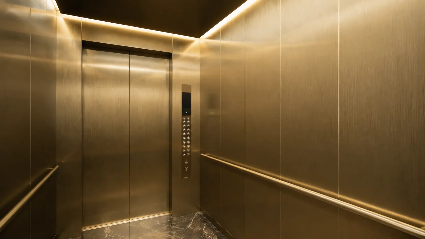 Gold Brushed Stainless Steel Elevator Wall Panels