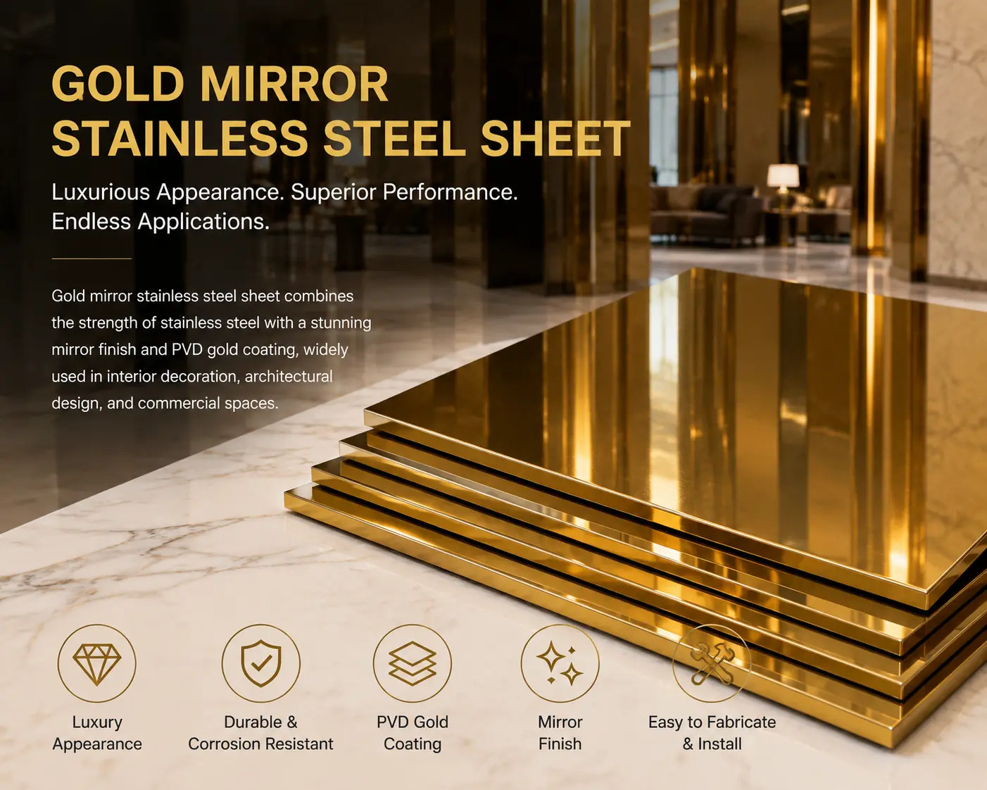 Gold Mirror Stainless Steel sheet 1 Home
