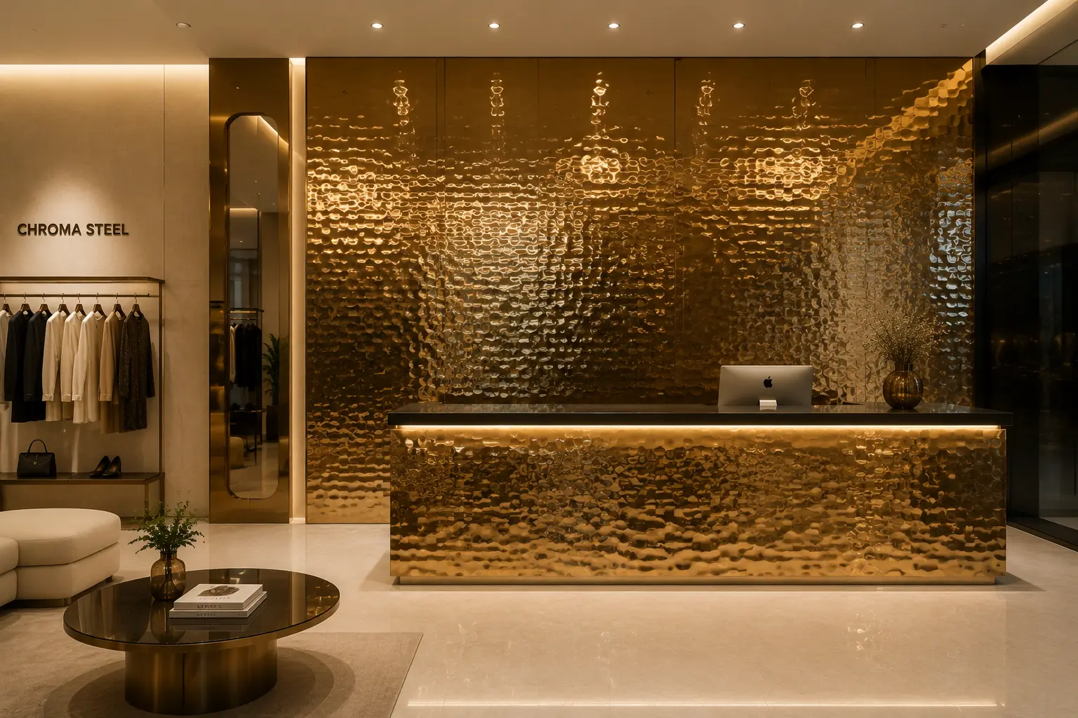 Champagne gold water ripple stainless steel sheet for commercial interior decoration